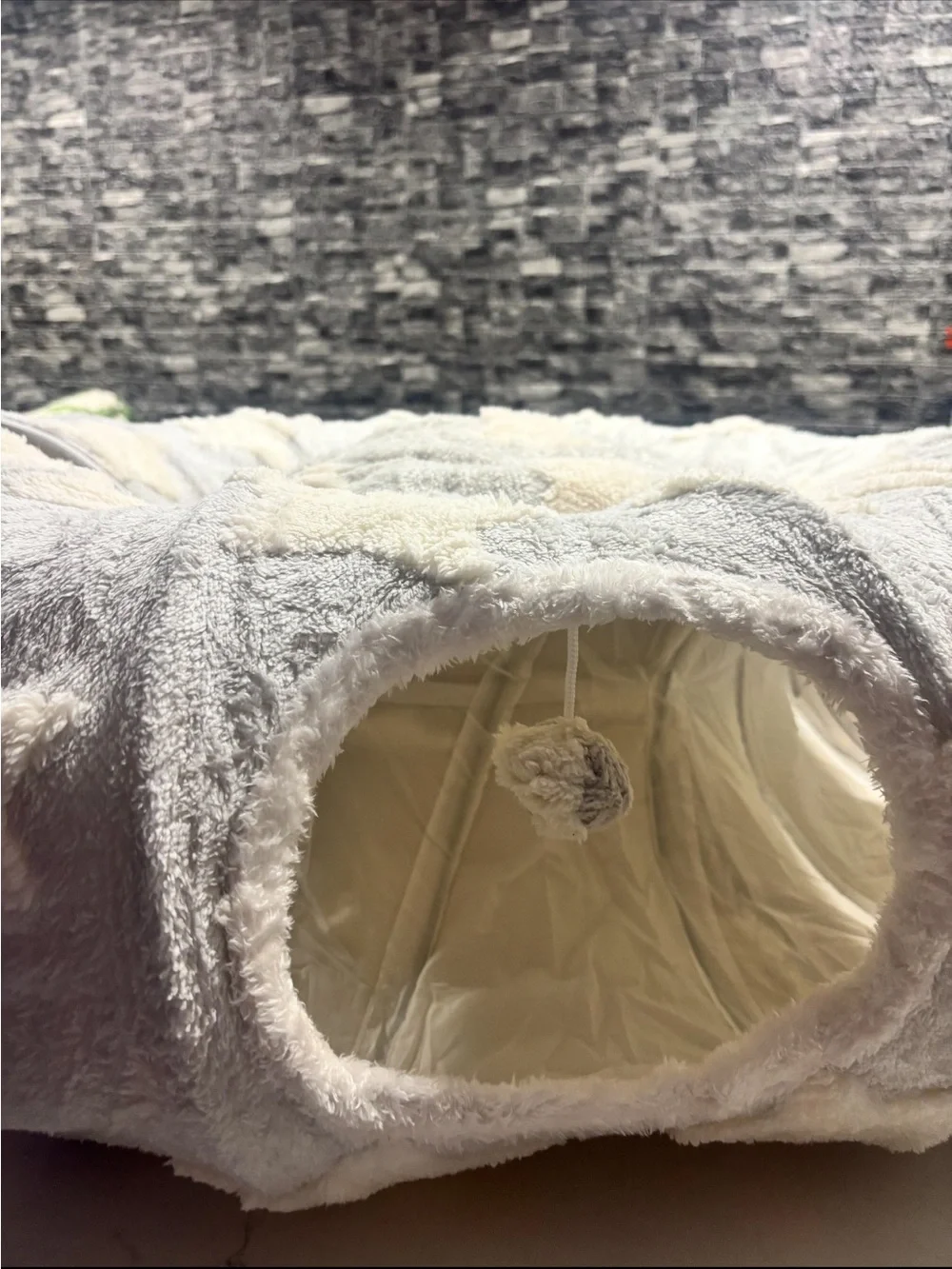 BEDSURE Plush Star-Print Cat Bed & Tunnel - GREY STARS ⭐️❗️🐾🐈‍⬛